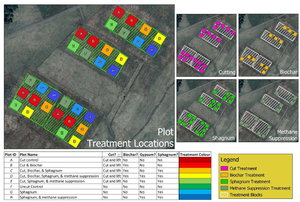 Plot setup and GGR treatments at the Pwllpeiran field site